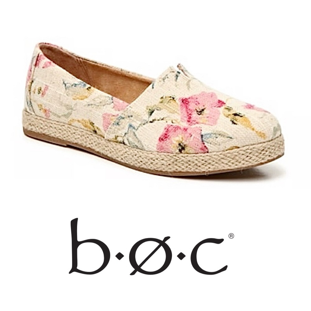 ☀️ b.o.c. Cream and Pink Espadrille Flats with Floral Accents - Picture 2 of 15
